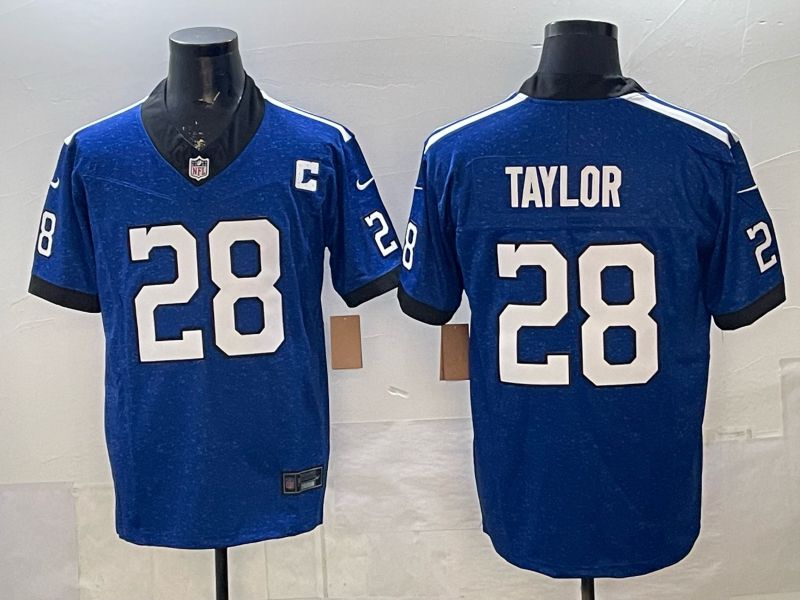 Men 2026 Indianapolis Colts #28 Taylor Blue Throwback 3th generation Nike Limited NFL Jersey style 02
